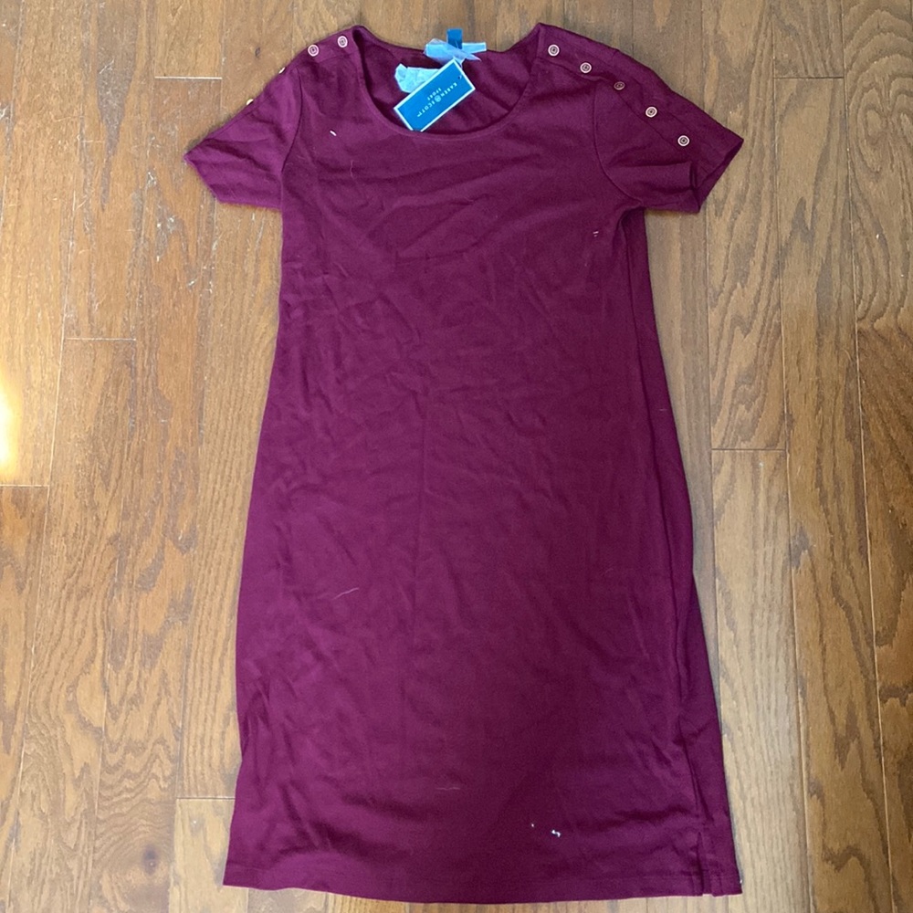 NEW! Karen Scott Cotton Button-Shoulder Dress, PETITE